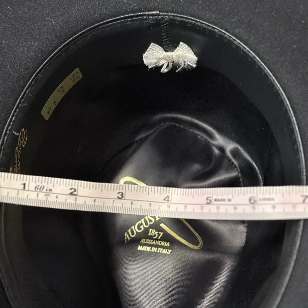 Borsalino Alessandria Wide Brim Fedora Black Shaved Fur Felt Hat 7 1/8